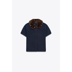 ZARA ANIMAL PRINT COLLAR CARDIGAN